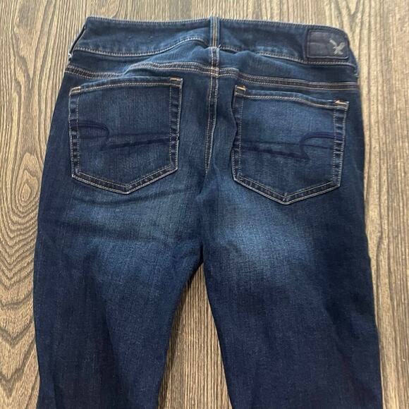 American Eagle Artist Cropped Jeans Super Stretch Denim Dark Wash Blue Size 4 - Picture 12 of 12